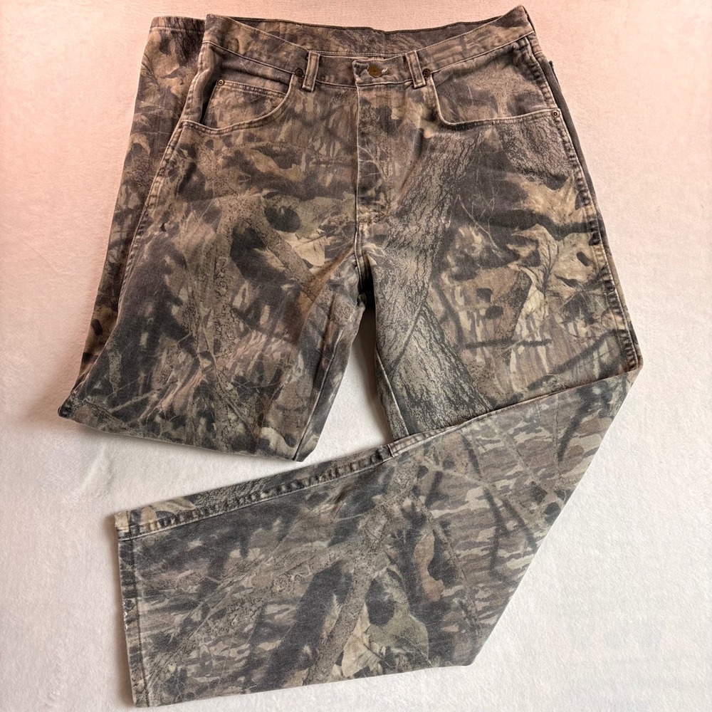 Vintage Wrangler Authentic Real Tree Camo Double Knee Jeans Mens 32x32 Workwear